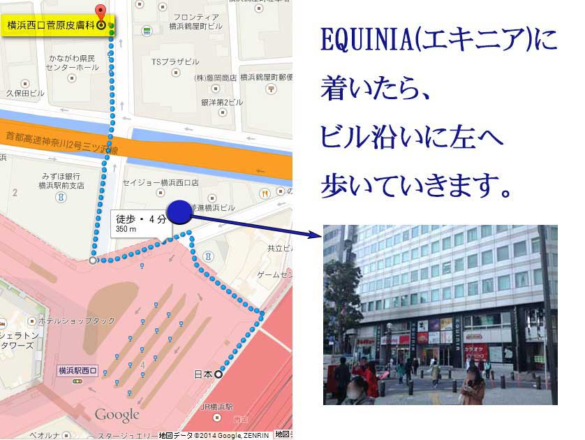 横浜駅から横浜西口菅原皮膚科へのアクセス３